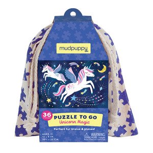 Mudpuppy Puzzle na cesty - Kúzlo jednoročca / Puzzle To Go - Unicorn Magic (36 ks)