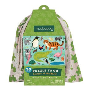 Mudpuppy Puzzle na cesty - Zvieratá sveta / Puzzle To Go - Animals Of the World (36 ks)