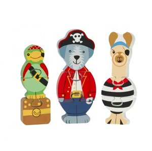 Orange Tree Toys Drevené mini puzzle - Zvierací piráti / Mini Puzzle Set - Animal Pirate