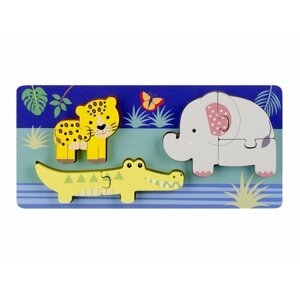 Orange Tree Toys Dřevěné mini puzzle - Zvířata džungle / Mini Puzzle Jungle Animals Tray