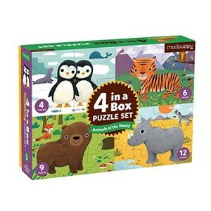 Puzzle 4 v 1- Zvířátka světa /Puzzle 4 in a box Animals of the World