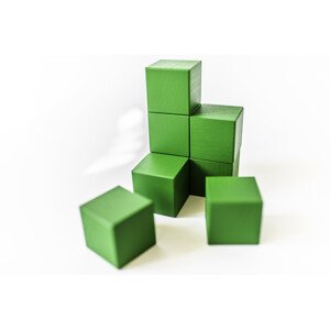 Dřevěné krychle 4x4cm - zelené (8ks)