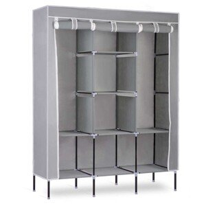 Textilná šatníková skriňa 130x45x175cm  Massido MS-801- sivá