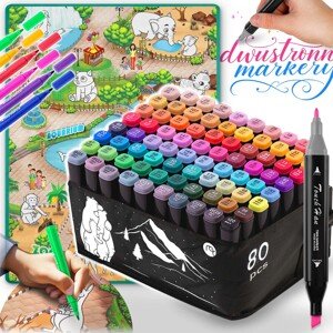 Maliarska podložka 90 x 120 cm + liehové fixy 80 ks Ricokids