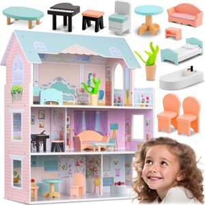 Veľký drevený domček pre bábiky 3-poschodový Ricokids RK-878 787800