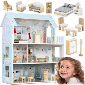 Veľký drevený domček pre bábiky 3-poschodový Ricokids RK-878 787801