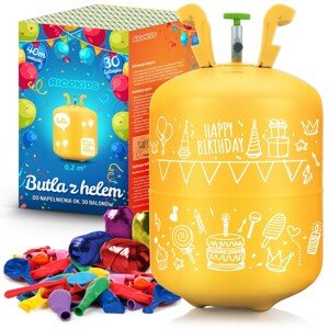 Ricokids Héliový valec 0,20 m³ s 30 balónikmi a stuhou Ricokids- žltá