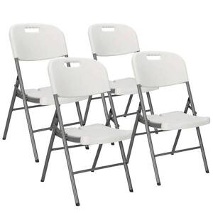 SPRINGOS Set 4 cateringových stoličiek, banketová stolička, turistická stolička do záhrady - biele