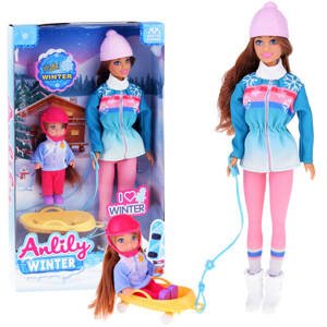 Anlily 30 cm bábika a 12 cm bábika na zimných saniach ZA4765