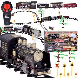 Veľká retro lokomotíva RC0700 s diaľkovým ovládaním, svetlom, parou a realistickým zvukom