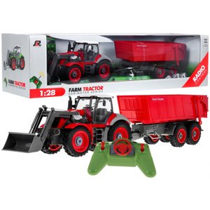 RAMIZ Traktor z koparką i przyczepą dla dzieci 3+ Zdalnie sterowany + Ruchome elementy Czerwony