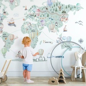 Nálepky na stenu - Cestovná mapa sveta