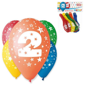 Balóny 30 cm s číslom 2 - 5 ks