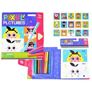 Vzdelávacia farebná omaľovanka pixel - postavičky