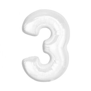 Balónik fóliový 92 cm biely číslo 3 ALBI