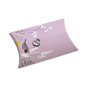 Darčeková krabička vankúšová veľká 2 ks - Fialová s vtáčikom (15 × 5,5 × 21,5 cm) ALBI