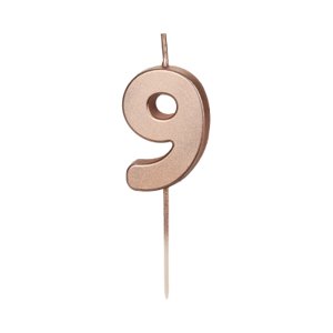 Sviečka tortová rose gold číslo 9 ALBI