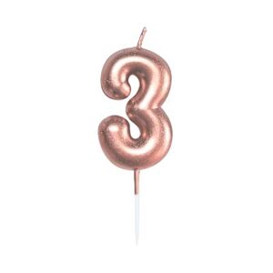 Sviečka tortová rose gold 5 cm číslo 3 ALBI