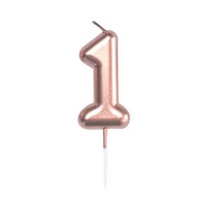 Sviečka tortová rose gold 5 cm číslo 1 ALBI