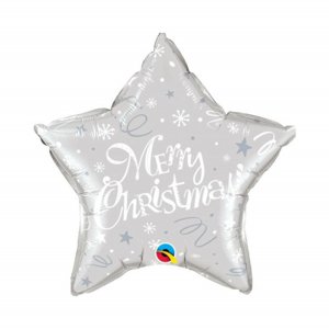 Balónik fóliový Merry Christmas Hviezda strieborná