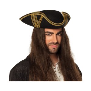 Pirátsky čierny klobúk so zlatým detailom ALBI