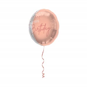 Fóliový balónik okrúhly narodeniny – Rose gold priehľadný 46cm ALBI
