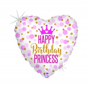 Fóliový balónik Happy Birthday srdce Princezná ALBI