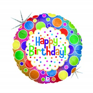 Fóliový balónik okrúhly narodeniny – Farebné bodky 46cm ALBI