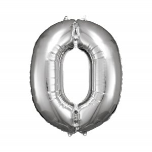 Fóliový balónik strieborný číslo 0 ALBI