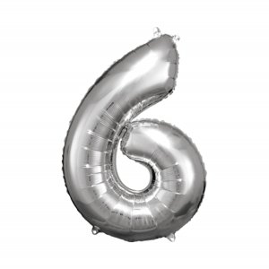 Fóliový balónik strieborný číslo 6 ALBI
