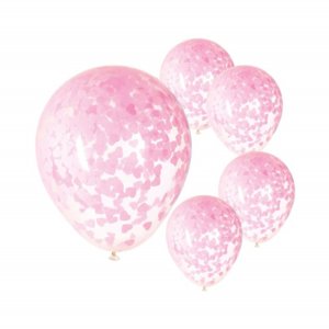 Balóniky latexové s konfetami ružové srdiečka 5 ks ALBI