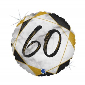 Fóliový balónik okrúhly narodeniny – 60 rokov mramor 46cm ALBI
