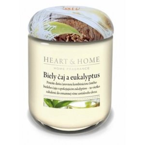 Biely čaj a eukalyptus - veľká sviečka Heart & Home