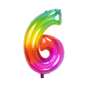 Fóliový balónik 85 cm dúhový číslo 6