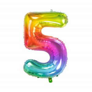 Fóliový balónik 85 cm dúhový číslo 5