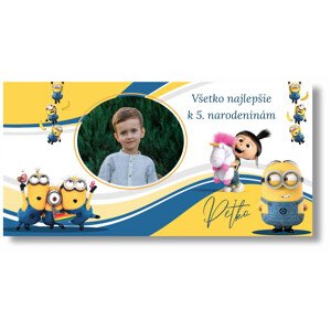 Personal Narodeninový banner s fotkou - Mimoni Rozmer banner: 130 x 260 cm