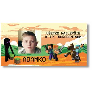 Personal Narodeninový banner s fotkou - Minecraft Rozmer banner: 130 x 260 cm