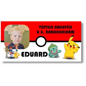 Personal Narodeninový banner s fotkou - Pokemon Rozmer banner: 130 x 260 cm