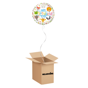 HeliumKing Balónový box - Happy Birthday To You - zvieratká 45 cm