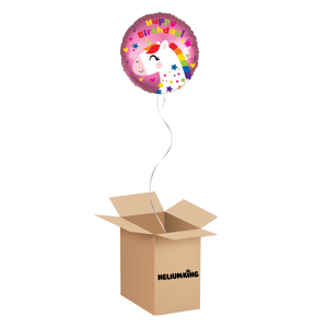 HeliumKing Balónový box - Happy Birthday Unicorn kruh