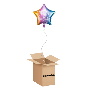 HeliumKing Balónový box - Happy Birthday farebný