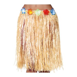 Guirca Slamenná havajská sukňa s kvietkami 50 cm