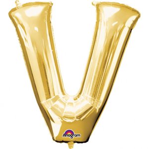 Amscan Mini fóliový balónik písmeno V 33 cm zlatý