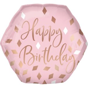 Amscan Fóliový balón Happy Birthday - ružový 58 cm x 55 cm