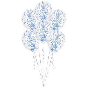 Amscan Latexové balóny s konfetami modré 6 ks