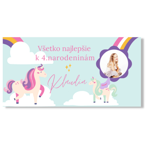Personal Narodeninový banner s fotkou - Unicorn Rozmer banner: 130 x 65 cm