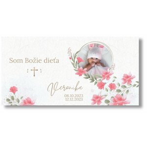 Personal Banner na krstiny - Pink Flowers Rozmer banner: 130 x 260 cm