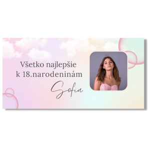Personal Narodeninový banner s fotkou - Pink Bubble Rozmer banner: 130 x 260 cm