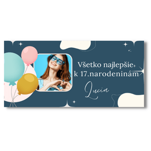 Personal Narodeninový banner s fotkou - Blue Aesthetic Rozmer banner: 130 x 260 cm