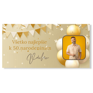 Personal Narodeninový banner s fotkou - Golden Birthday Rozmer banner: 130 x 260 cm